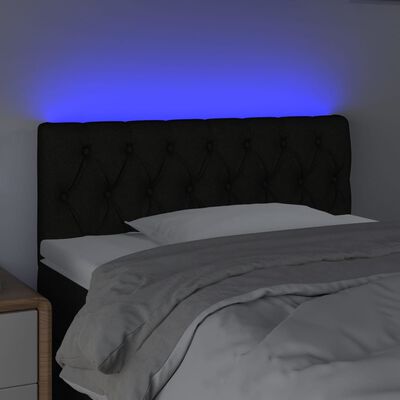 vidaXL Sänggavel LED svart 90x7x78/88 cm tyg