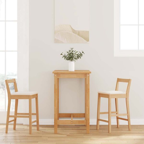 vidaXL Barstolar med kuddar 2 st, naturligt, massivt trä, gummi