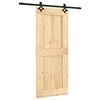vidaXL Skjutd&ouml;rr Naturlig och svart 85 x 210 cm Massiv furutr&auml;d&ouml;rr