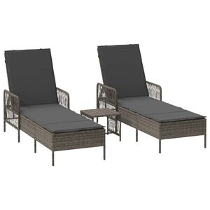 vidaXL Solstol 3 pcs Gr&aring; och m&ouml;rkgr&aring; 55 x 200 x 92 cm konstrotting