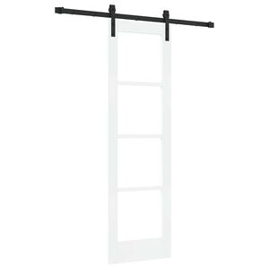 vidaXL Skjutd&ouml;rr ORKDAL Vit 61 x 198,5 cm Massivt talltr&auml; och glas