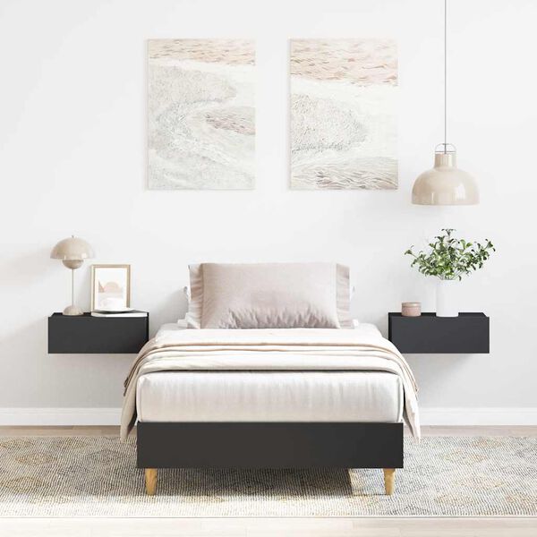 vidaXL Sängram utan madrass svart 100x200 cm konstruerat trä