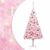 vidaXL Belyst plastgran med kulor rosa 210 cm PVC