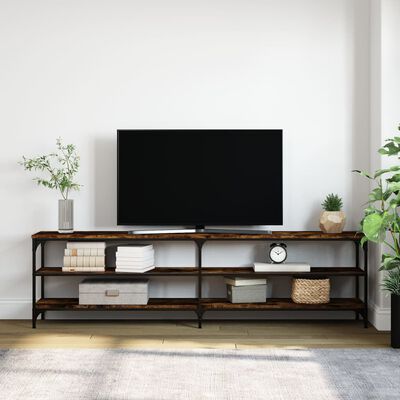 vidaXL Tv-bänk rökfärgad ek 180x30x50 cm konstruerat trä och metall