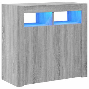 vidaXL Sk&auml;nk med LED-belysning gr&aring; sonoma 80x35x75 cm