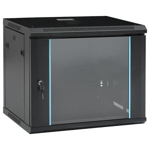vidaXL 9U N&auml;tverkssk&aring;p v&auml;ggmonterat 19" IP20 600x450x510 mm