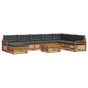 vidaXL Soffgrupper 9 pcs Naturlig och Antracit Massivt Akaciatr&auml;