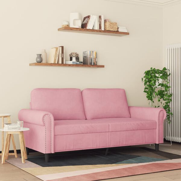 vidaXL Soffa 2-sits rosa 140 cm sammet