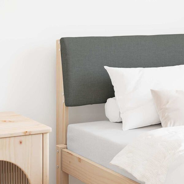 vidaXL Klädd sänggavel Mörkgrå 75 cm Massiv furu