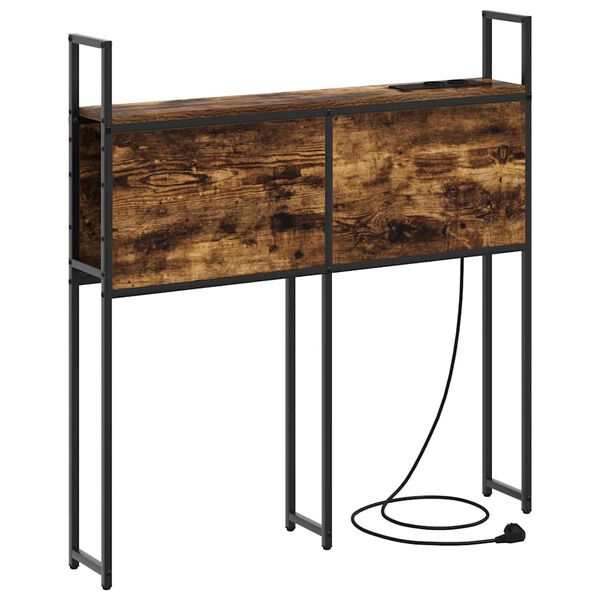 vidaXL F&ouml;rvaringsgavel med Laddstation R&ouml;kf&auml;rgad ek 83 x 15 x 98 cm