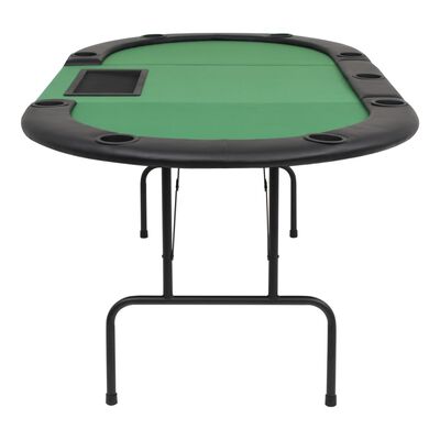 vidaXL Hopfällbart pokerbord 9 spelare ovalt 3-sidigt grönt