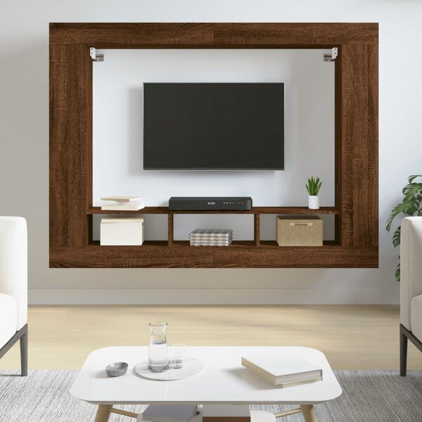vidaXL Tv-hylla brun ek 152x22x113 cm konstruerat tr&auml;