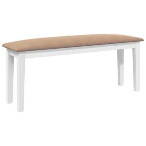 vidaXL B&auml;nk 110 cm vitt massivt tr&auml; gummi