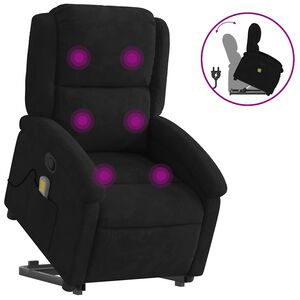 vidaXL Massagef&aring;t&ouml;lj med uppresningshj&auml;lp Svart sammet