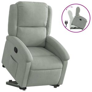vidaXL Reclinerf&aring;t&ouml;lj med uppresningshj&auml;lp ljusgr&aring; sammet