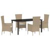 vidaXL Tr&auml;dg&aring;rdsm&ouml;belset med kudde 5 pcs Beige konstrotting