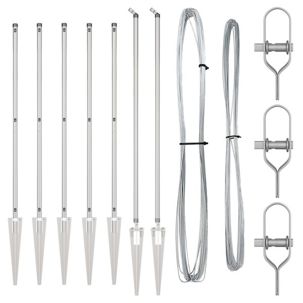 vidaXL Staketstolpar 7 pcs Silver Ø32mm 180 cm Galvaniserat stål