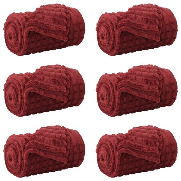 vidaXL Filtar 6 pcs Bordeaux R&ouml;d 270 x 240 cm Fleece