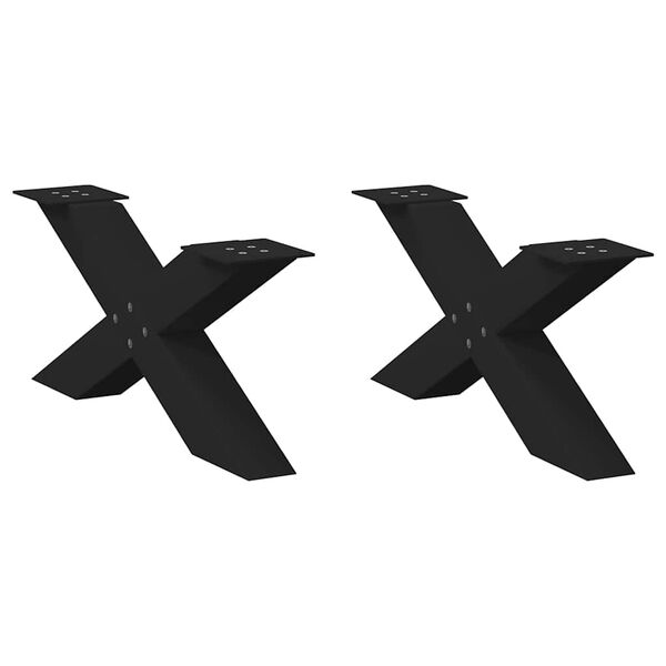 vidaXL Soffbordsben X-formade 2 st svarta 70x(30-31) cm st&aring;l
