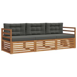 vidaXL Utomhussoffset med kudde 3 pcs Naturlig och Antracit