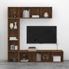 vidaXL Bokhylla/TV-bänk 3 delar set Brun ek 180x30x180 cm