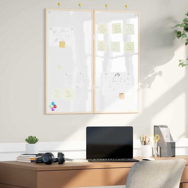 vidaXL Magnetisk whiteboard Vit 80 x 1.4 x 80 cm Massiv furu