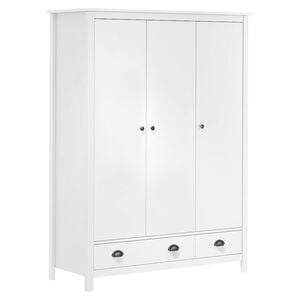vidaXL Garderob 3 d&ouml;rrar Hill vit 127x50x170 cm massiv furu