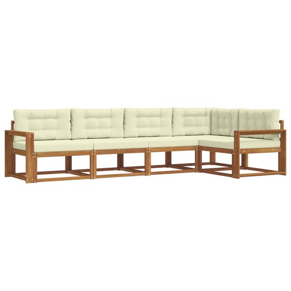 vidaXL Utomhussoffset med kudde 5 pcs Naturlig och Gr&auml;dde