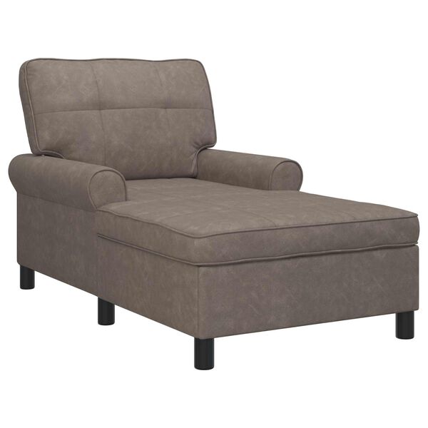 vidaXL Chaise Lounge med kudde Gr&aring; 91 x 157 x 91 cm Konstl&auml;der