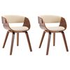 vidaXL Matstolar 2 st gr&auml;ddvit b&ouml;jtr&auml; och konstl&auml;der