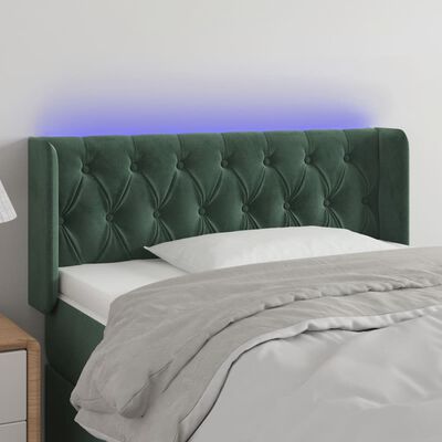 vidaXL Sänggavel LED mörkgrön 93x16x78/88 cm sammet