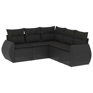 vidaXL Loungegrupp f&ouml;r tr&auml;dg&aring;rden med dynor 5 delar svart konstrotting