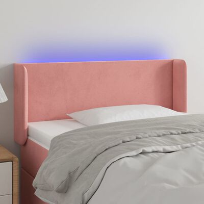 vidaXL Sänggavel LED rosa 83x16x78/88 cm sammet