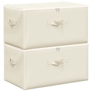 vidaXL F&ouml;rvaringsl&aring;da 2 st tyg 43x34x23 cm gr&auml;ddvit