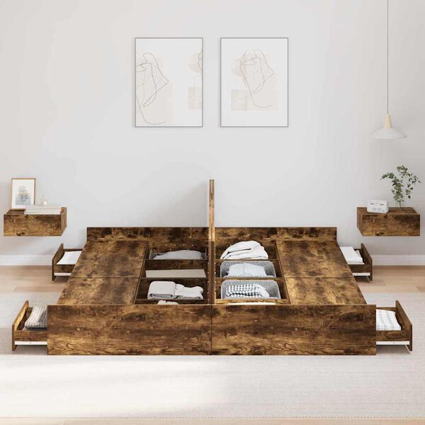 vidaXL F&ouml;rvaringss&auml;ngram med l&aring;da R&ouml;kt ek 200 x 200 cm Konstruerat tr&auml;