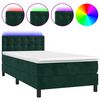 vidaXL Res&aring;rs&auml;ng med madrass och LED m&ouml;rkgr&ouml;n 90x190 cm sammet