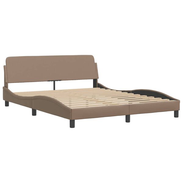 vidaXL Bed "Viana" with Mattress Cappuccino 160x200 cm Faux Leather