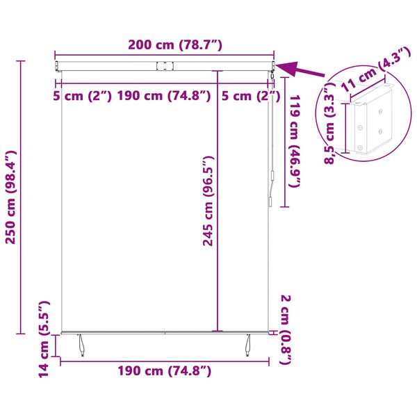 vidaXL Rullgardin med gardiner Kr&auml;m 200 x 250 cm Tyg och Aluminium
