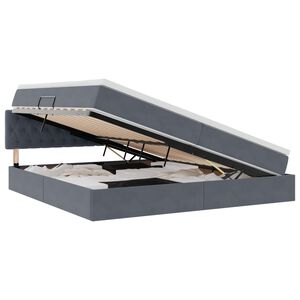 vidaXL F&ouml;rvaringss&auml;ng med LED med madrass M&ouml;rkgr&aring; 200 x 200 cm Sammet