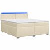 vidaXL Boxspring s&auml;ng med madrass och LED Gr&auml;ddvit 200 x 200 cm Tyg