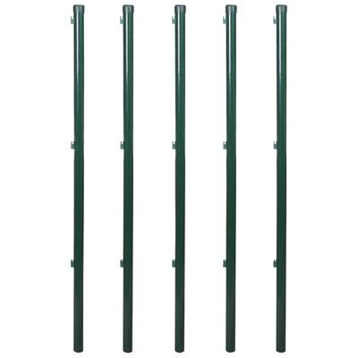 vidaXL Flätverksstängsel med stolpar stål 0,8x15 m grön