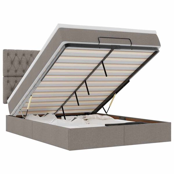 vidaXL Ottoman s&auml;ngram med madrass taupe 140x200 cm tyg