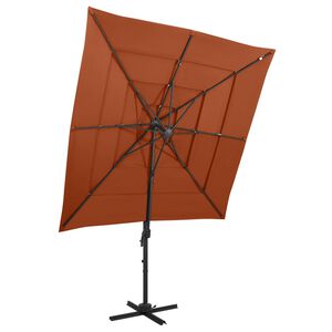 vidaXL Tr&auml;dg&aring;rdsparasoll 4-niv&aring;er aluminiumst&aring;ng terrakotta 250x250 cm