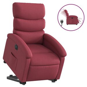 vidaXL Elektrisk reclinerf&aring;t&ouml;lj med uppresningshj&auml;lp vinr&ouml;d tyg
