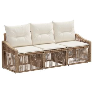 vidaXL Tr&auml;dg&aring;rdsoffset 3 st Beige konstrotting