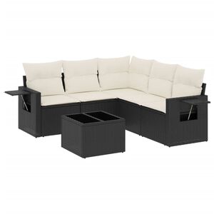 vidaXL Loungegrupp med dynor 6 delar svart konstrotting