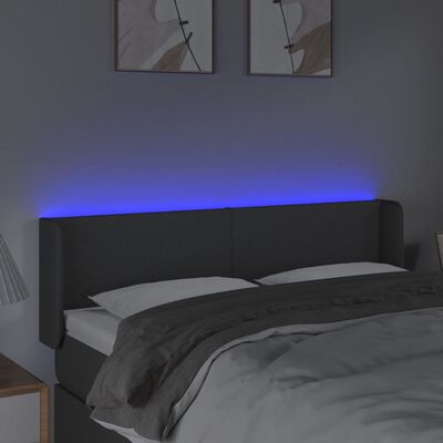 vidaXL Sänggavel LED mörkgrå 147x16x78/88 cm tyg