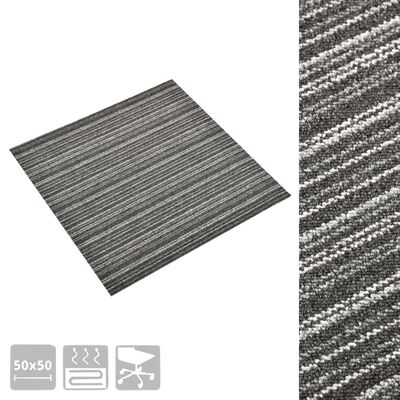 vidaXL Textilplattor 20 st 5 m² 50x50 cm antracit ränder