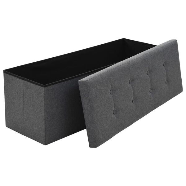 vidaXL F&ouml;rvaringsb&auml;nk hopf&auml;llbar konstlinne 110x38x38 cm m&ouml;rkgr&aring;