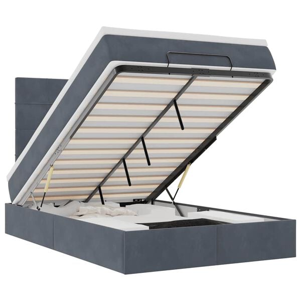 vidaXL Ottoman sängram med madrasser mörkgrå 120x200 cm sammet